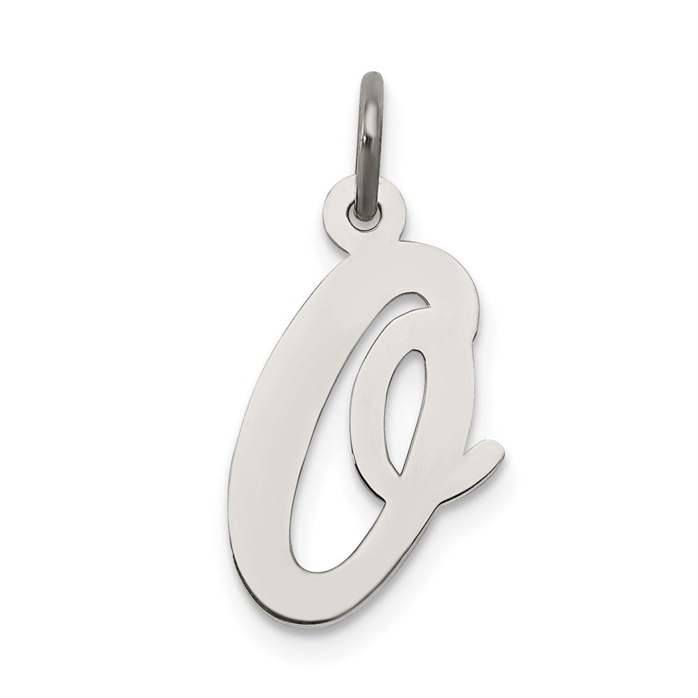 Sterling Silver Rhodium-plated Script Letter O Initial Charm QC5084O
