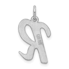 Sterling Silver Rhodium-plated Script Letter R Initial Charm QC5084R
