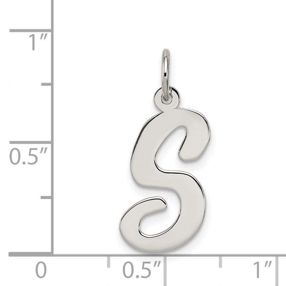 Sterling Silver Rhodium-plated Script Letter S Initial Charm QC5084S