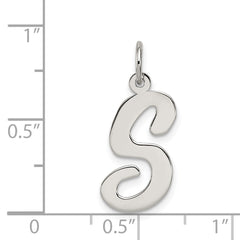Sterling Silver Rhodium-plated Script Letter S Initial Charm QC5084S