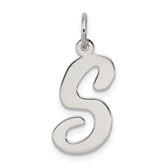 Sterling Silver Rhodium-plated Script Letter S Initial Charm QC5084S