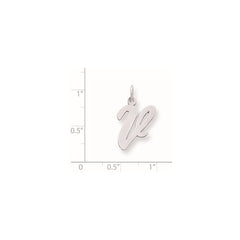 Sterling Silver Rhodium-plated Script Letter V Initial Charm QC5084V