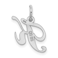 Sterling Silver Rhodium-plated Fancy Script Letter K Initial Charm QC5086K