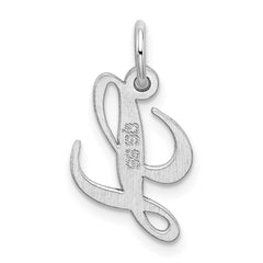 Sterling Silver Rhodium-plated Fancy Script Letter L Initial Charm QC5086L