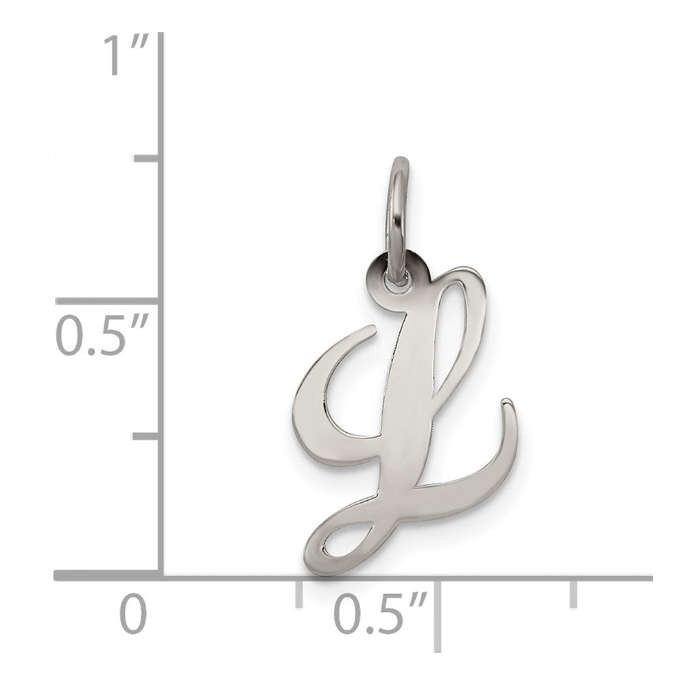 Sterling Silver Rhodium-plated Fancy Script Letter L Initial Charm QC5086L