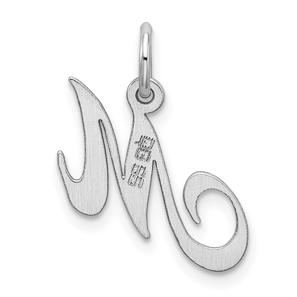 Sterling Silver Rhodium-plated Fancy Script Letter M Initial Charm QC5086M