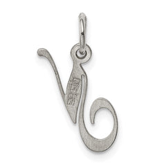 Sterling Silver Rhodium-plated Fancy Script Letter N Initial Charm QC5086N