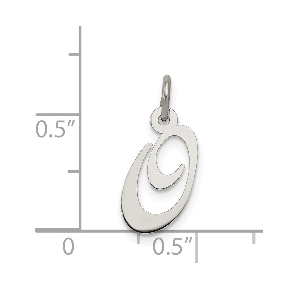 Sterling Silver Rhodium-plated Fancy Script Letter O Initial Charm QC5086O