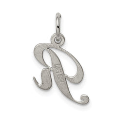 Sterling Silver Rhodium-plated Fancy Script Letter R Initial Charm QC5086R