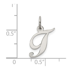 Sterling Silver Rhodium-plated Fancy Script Letter T Initial Charm QC5086T
