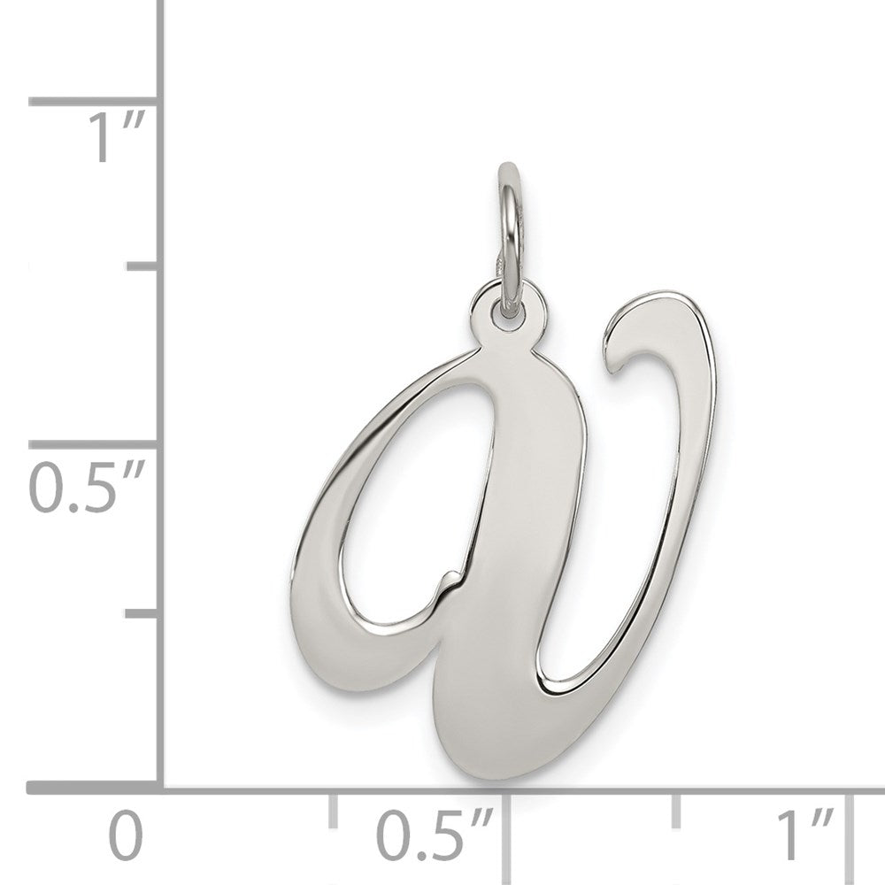 Sterling Silver Rhodium-plated Fancy Script Letter V Initial Charm QC5086V