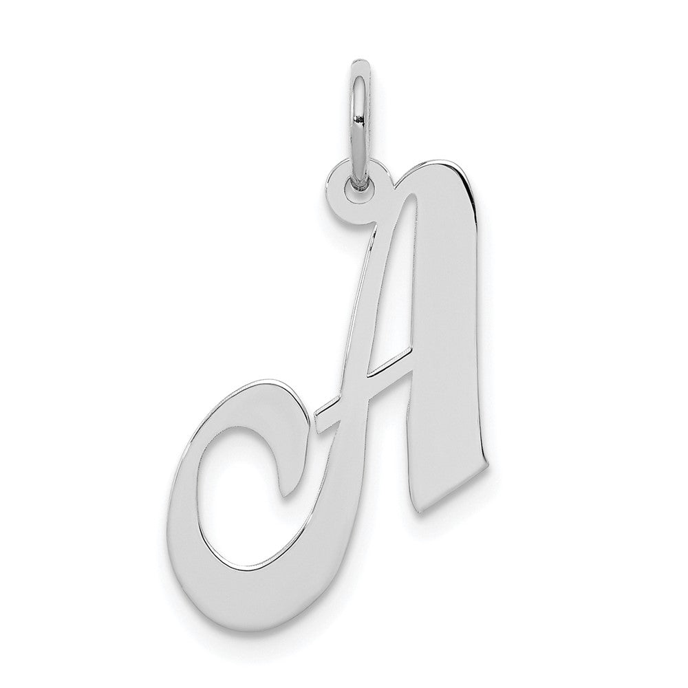 Sterling Silver Rhodium-plated Fancy Script Letter A Initial Charm QC5088A