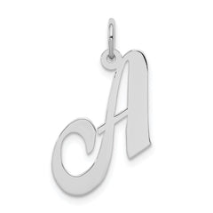Sterling Silver Rhodium-plated Fancy Script Letter A Initial Charm QC5088A
