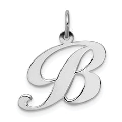 Sterling Silver Rhodium-plated Fancy Script Letter B Initial Charm QC5088B