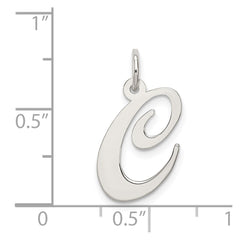 Sterling Silver Rhodium-plated Fancy Script Letter C Initial Charm QC5088C