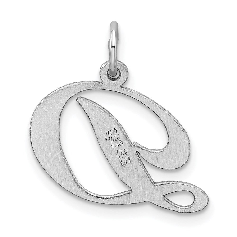Sterling Silver Rhodium-plated Fancy Script Letter D Initial Charm QC5088D