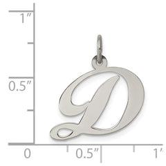 Sterling Silver Rhodium-plated Fancy Script Letter D Initial Charm QC5088D