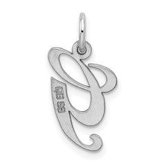 Sterling Silver Rhodium-plated Fancy Script Letter G Initial Charm QC5088G