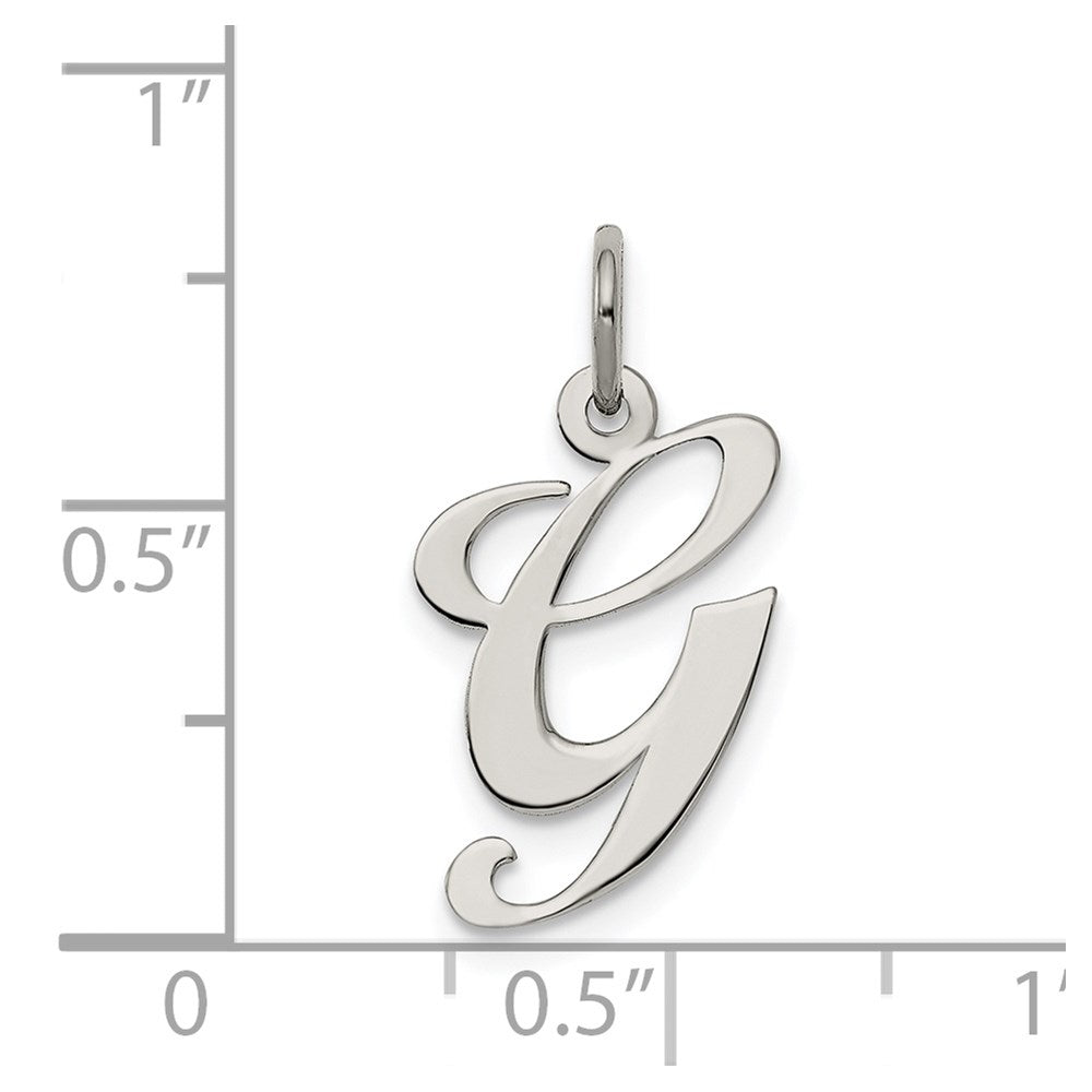Sterling Silver Rhodium-plated Fancy Script Letter G Initial Charm QC5088G