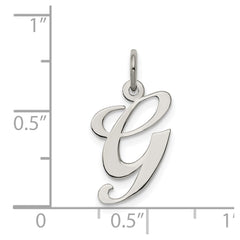 Sterling Silver Rhodium-plated Fancy Script Letter G Initial Charm QC5088G
