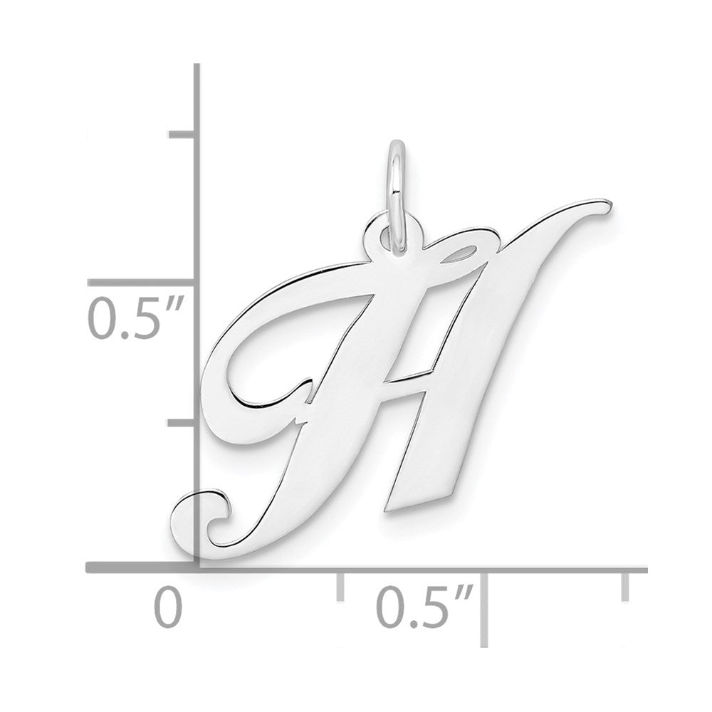 Sterling Silver Rhodium-plated Fancy Script Letter H Initial Charm QC5088H