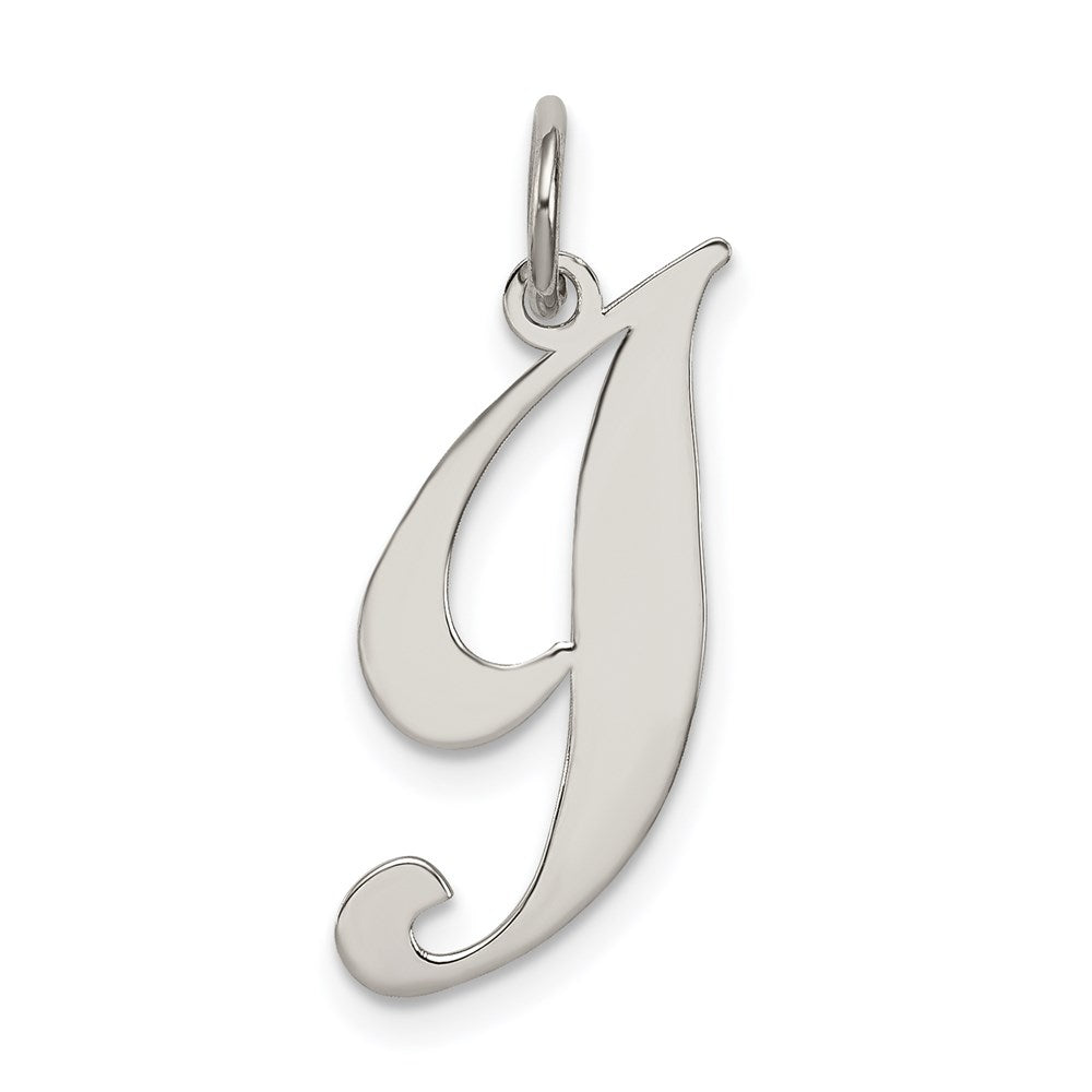 Sterling Silver Rhodium-plated Fancy Script Letter I Initial Charm QC5088I