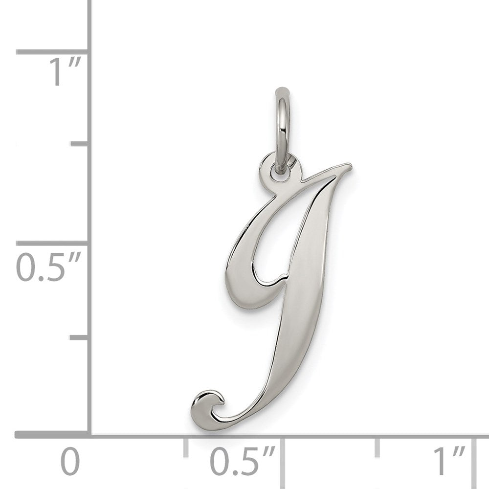 Sterling Silver Rhodium-plated Fancy Script Letter J Initial Charm QC5088J