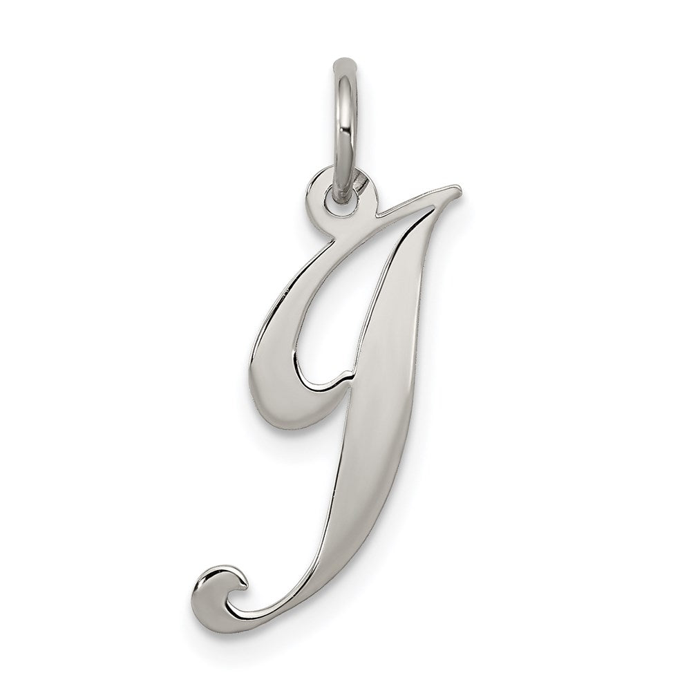Sterling Silver Rhodium-plated Fancy Script Letter J Initial Charm QC5088J