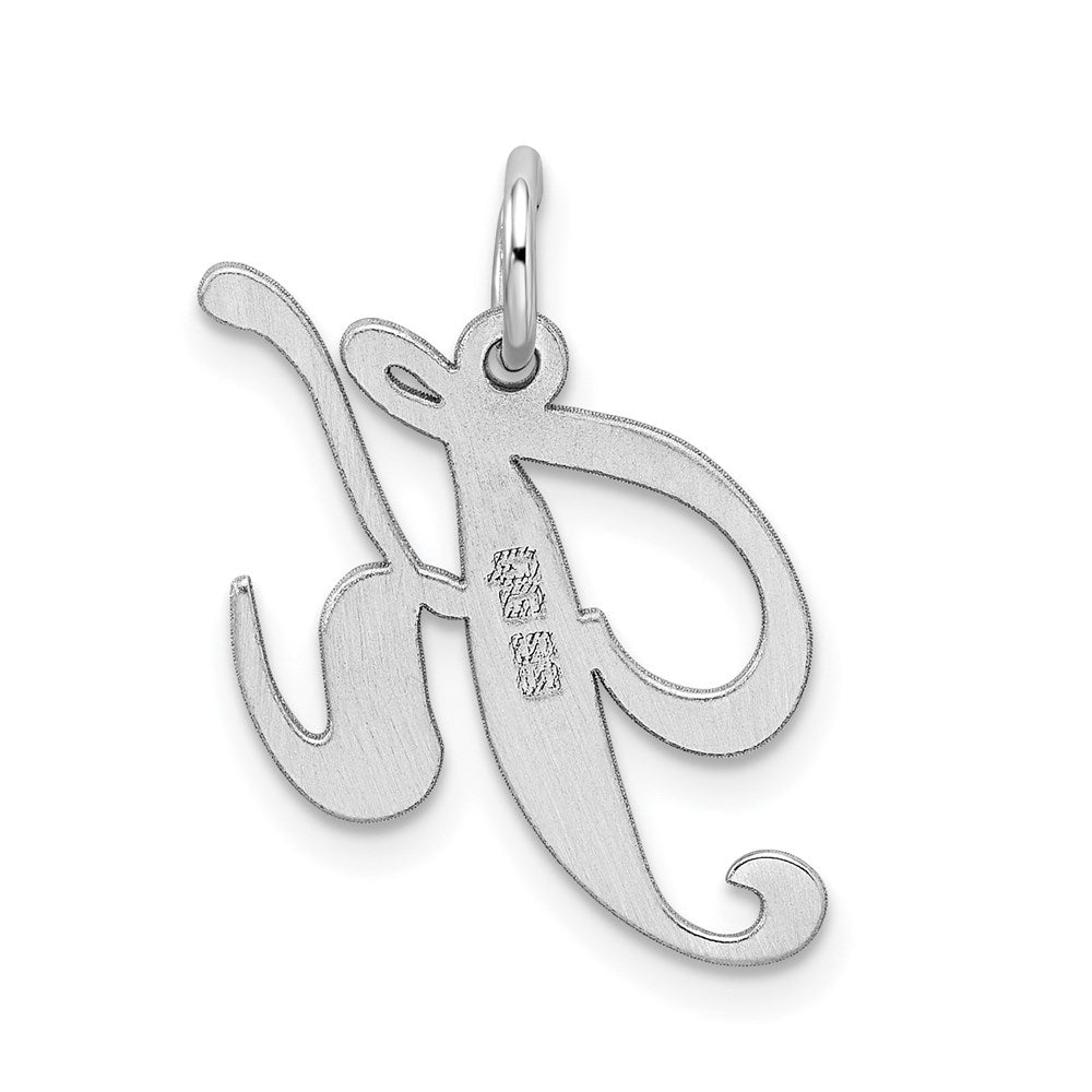 Sterling Silver Rhodium-plated Fancy Script Letter K Initial Charm QC5088K