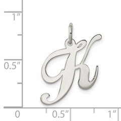 Sterling Silver Rhodium-plated Fancy Script Letter K Initial Charm QC5088K