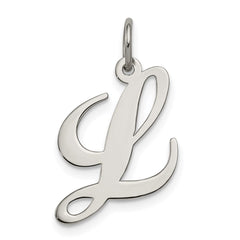 Sterling Silver Rhodium-plated Fancy Script Letter L Initial Charm QC5088L