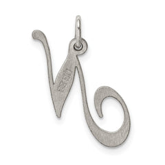 Sterling Silver Rhodium-plated Fancy Script Letter N Initial Charm QC5088N