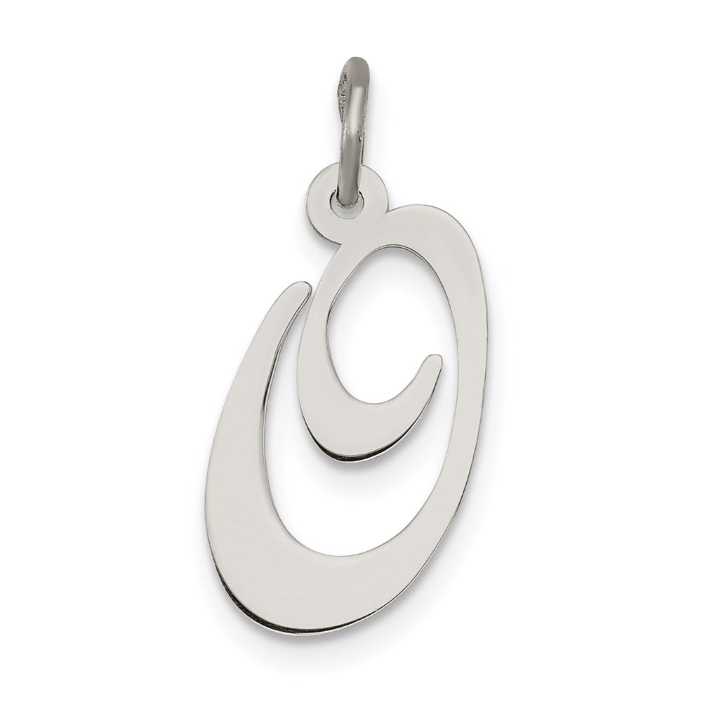 Sterling Silver Rhodium-plated Fancy Script Letter O Initial Charm QC5088O