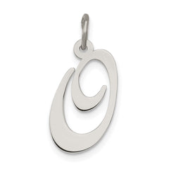 Sterling Silver Rhodium-plated Fancy Script Letter O Initial Charm QC5088O