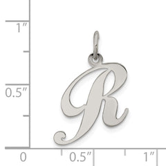 Sterling Silver Rhodium-plated Fancy Script Letter R Initial Charm QC5088R