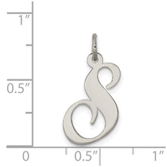 Sterling Silver Rhodium-plated Fancy Script Letter S Initial Charm QC5088S