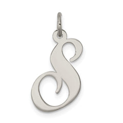 Sterling Silver Rhodium-plated Fancy Script Letter S Initial Charm QC5088S