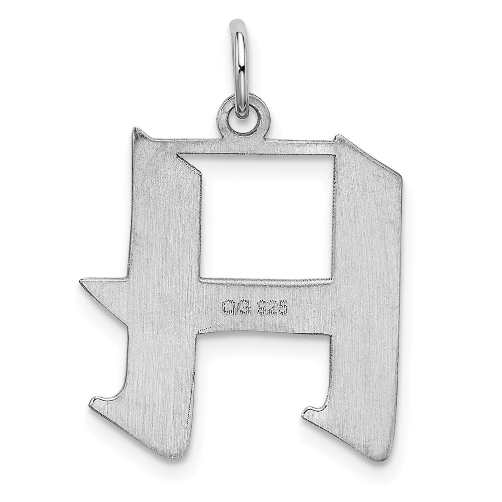 Sterling Silver Rhodium-plated Artisan Block Letter H Initial Charm QC5089H
