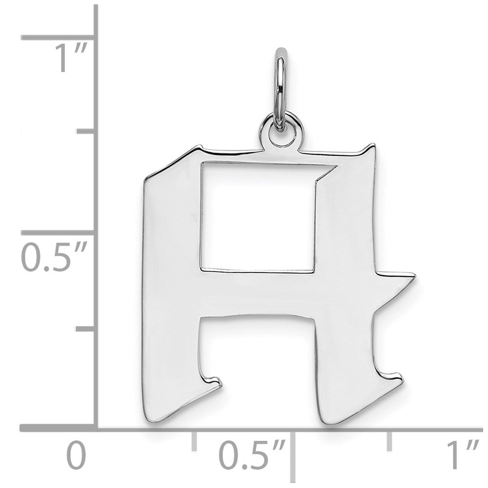 Sterling Silver Rhodium-plated Artisan Block Letter H Initial Charm QC5089H