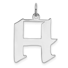 Sterling Silver Rhodium-plated Artisan Block Letter H Initial Charm QC5089H