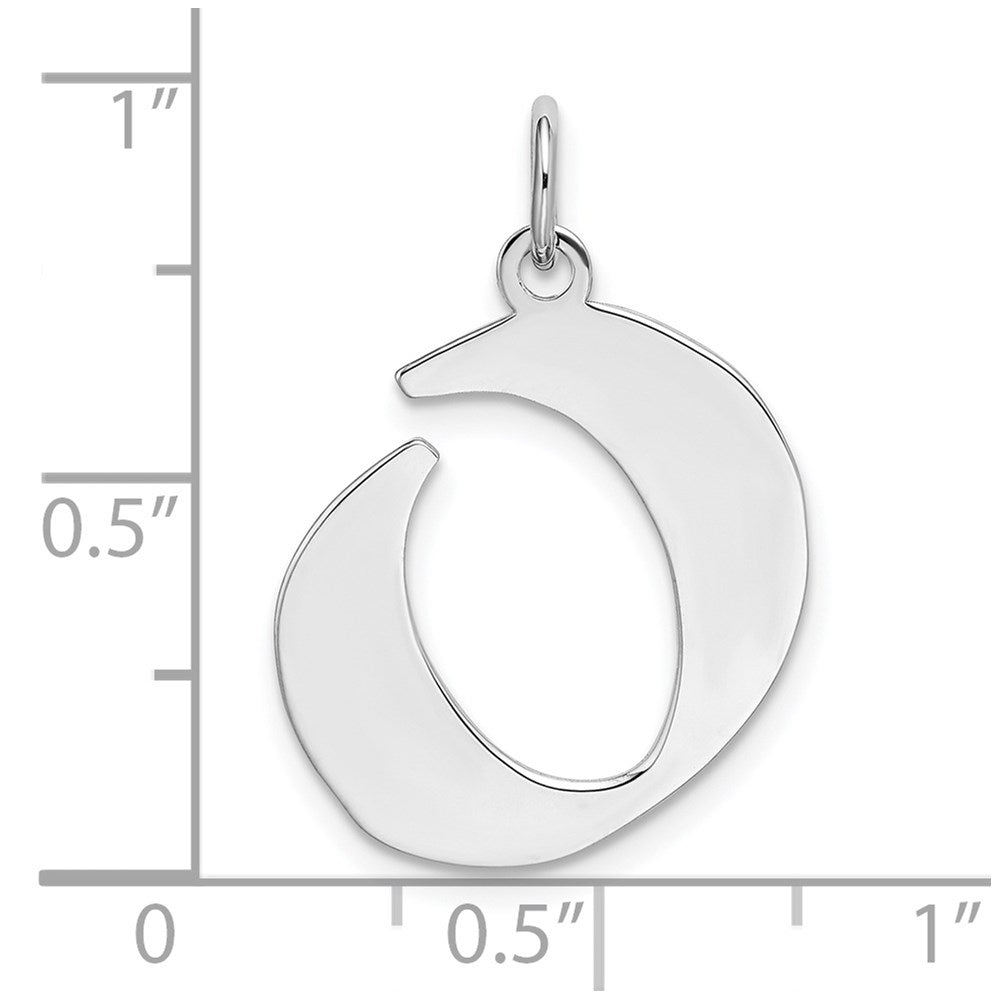 Sterling Silver Rhodium-plated Artisan Block Letter O Initial Charm QC5089O