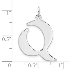 Sterling Silver Rhodium-plated Artisan Block Letter Q Initial Charm QC5089Q