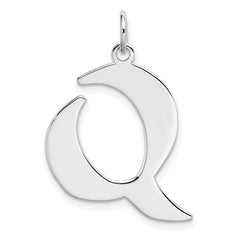 Sterling Silver Rhodium-plated Artisan Block Letter Q Initial Charm QC5089Q