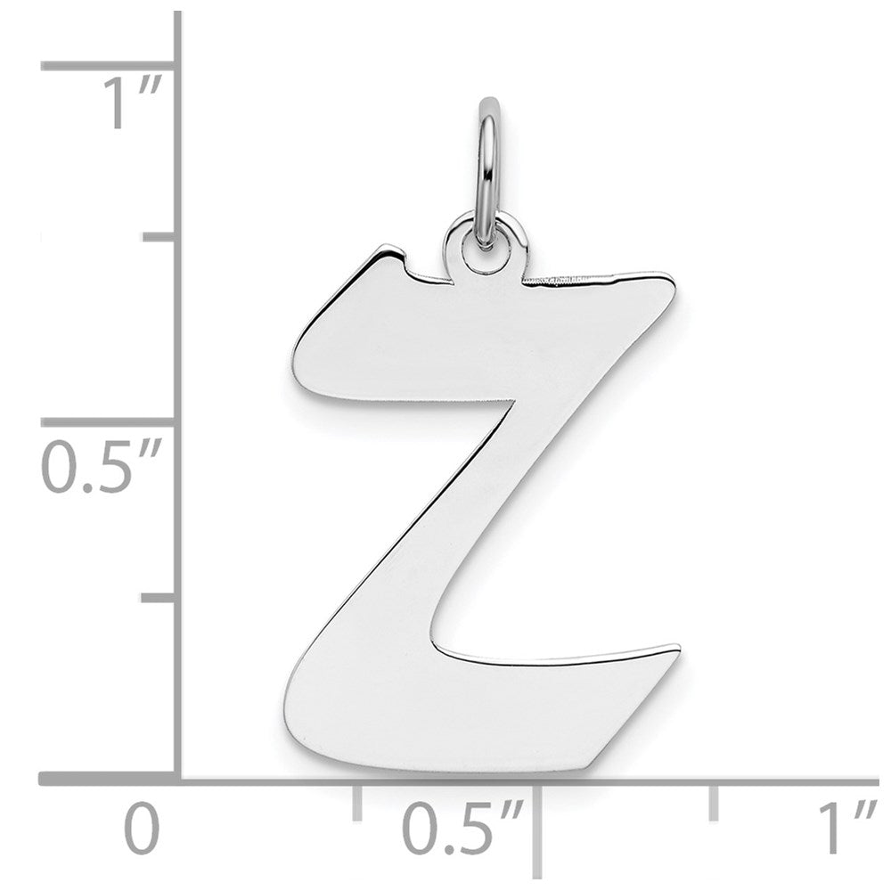 Sterling Silver Rhodium-plated Artisan Block Letter Z Initial Charm QC5089Z