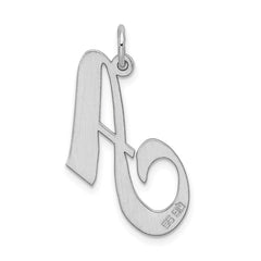 Sterling Silver Rhodium-plated Fancy Script Letter A Initial Charm QC5090A