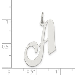 Sterling Silver Rhodium-plated Fancy Script Letter A Initial Charm QC5090A