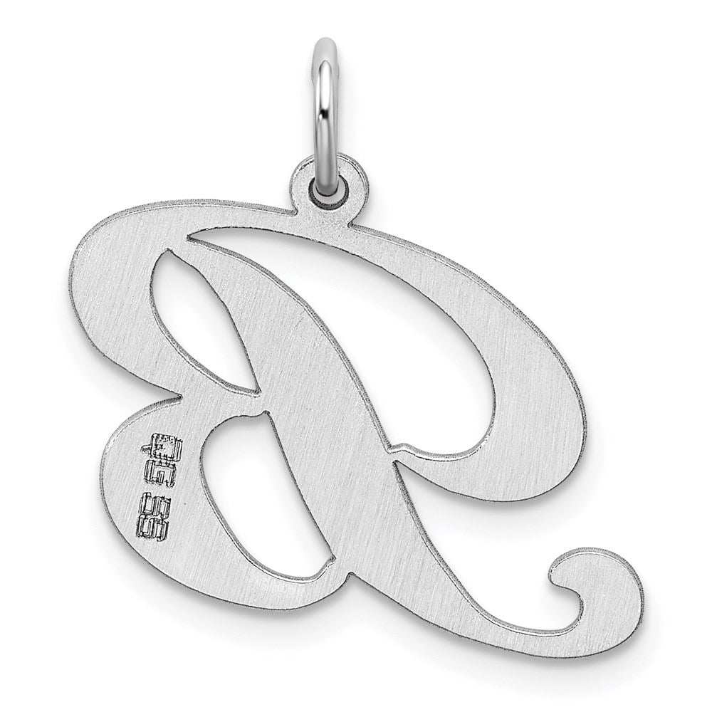 Sterling Silver Rhodium-plated Fancy Script Letter B Initial Charm QC5090B