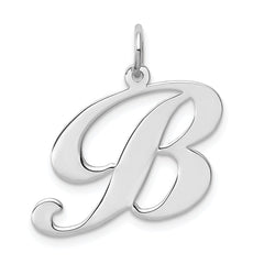 Sterling Silver Rhodium-plated Fancy Script Letter B Initial Charm QC5090B