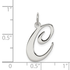 Sterling Silver Rhodium-plated Fancy Script Letter C Initial Charm QC5090C