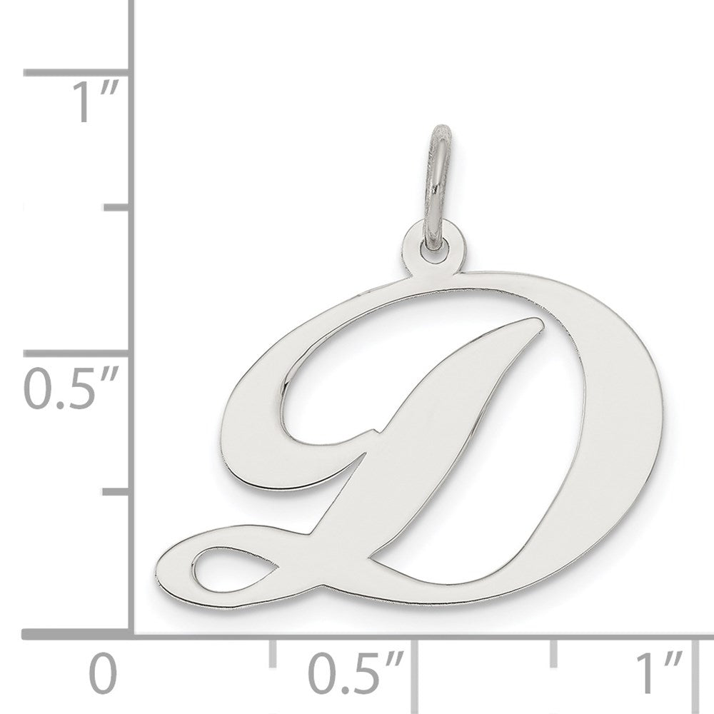 Sterling Silver Rhodium-plated Fancy Script Letter D Initial Charm QC5090D